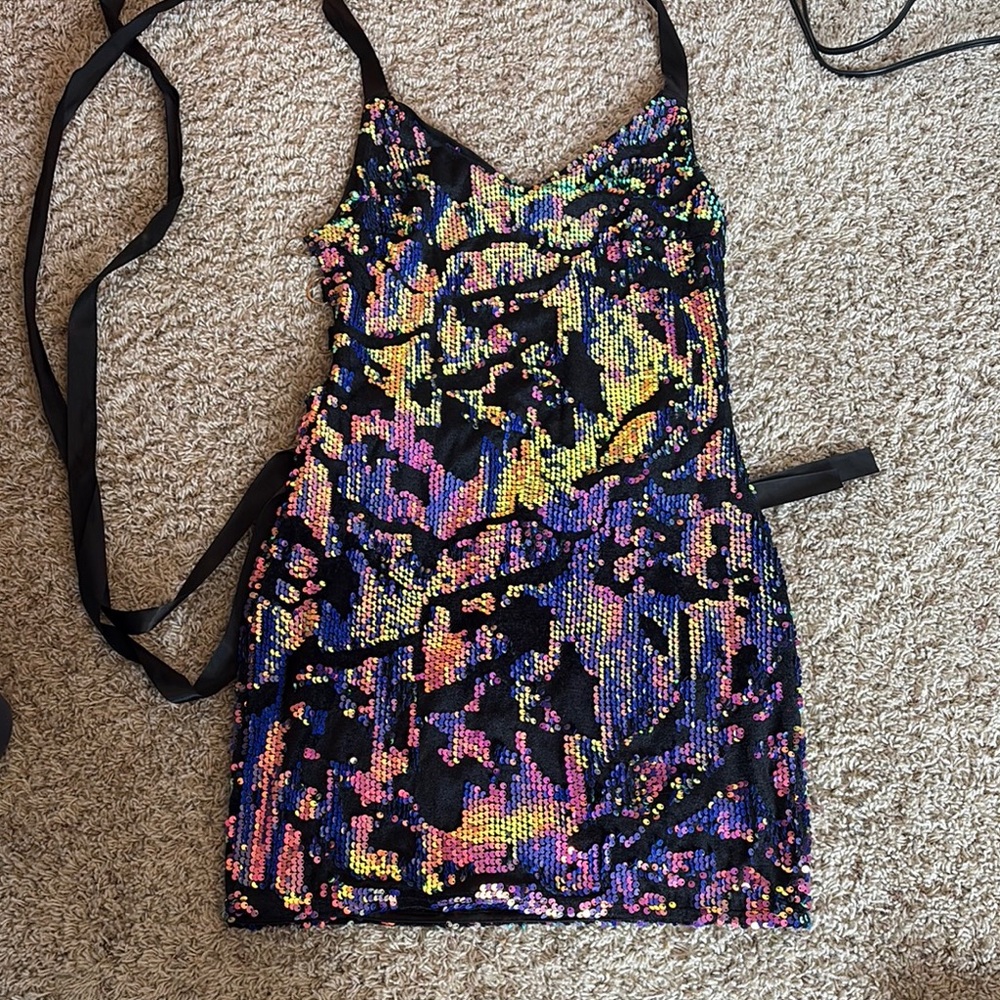 Windsor Multicolor Sequin Backless Dress